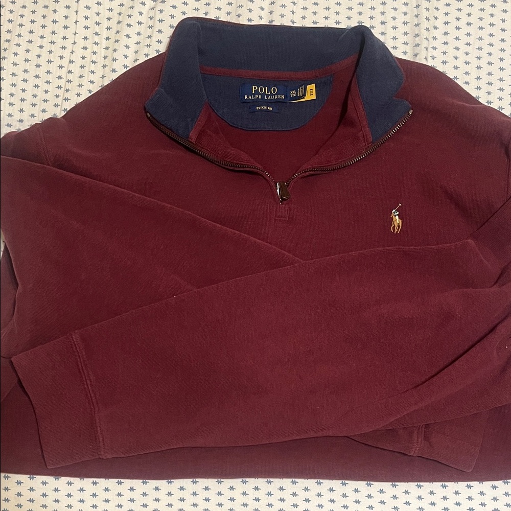 Polo by Ralph Lauren Burgundy and Navy Zip Up Sweater